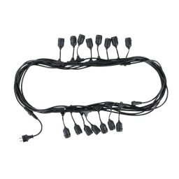 Niz 15 grla E27 sa kablom, 15 m, IP44, crna