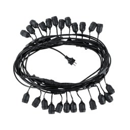 Niz 24 grla E27 sa kablom, 15 m, IP44, crna