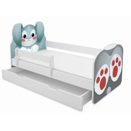 KREVET ZA DECU ANIMALS 140X70 CM SA DODATNOM FIOKOM WHITE ACMA VII 01