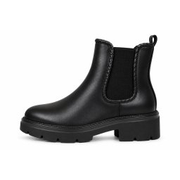 LH352610BLK-PU - ŽENSKE ČIZME KRATKE RAVNE SA ELASTIČNIM DETALJIMA I MASIVNIM ĐONOM