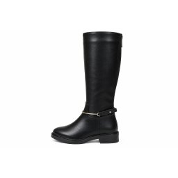 LX052617BLK-PU - ŽENSKE ČIZME RAVNE DUBOKE ELEGANTNE LINIJE