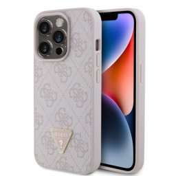 Gues maska za iPhone 15 pro leather 4G triangle strass pink ( GUHCP15LP4TDPP )