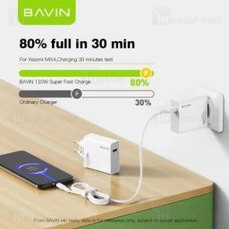 Bavin punjač 120W USB-A + kabl type-C bela ( 90038 )
