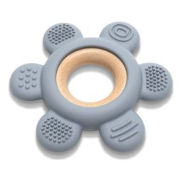 Lorelli silikonsko drvena glodalica za bebe flower - natural grey ( 10210890003 )