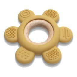 Lorelli silikonsko drvena glodalica za bebe flower - natural yellow ( 10210890001 )