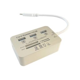 Lc power lc-hub-c-cr external usb type c hub, 3xusb3.0 + multi card reader silver/white usb ( 20673 )
