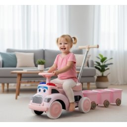 Dečija guralica sa prikolicom 473 - roze