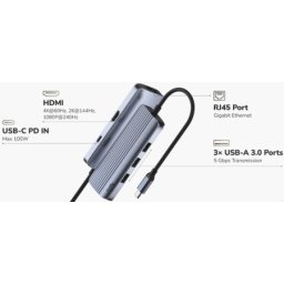 Cudy UH606 6-In-1 USB-C Hub with Gigabit Ethernet Port
