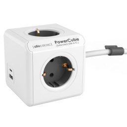 Designnest PowerCube produžni kabl sa 4 utičnice i USB A+C, sivi ( 10435/deeuac )