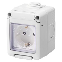 Gewiss System, šuko utičnica 2P+E 16A sa poklopcem, IP55, siva ( Gw27844 )