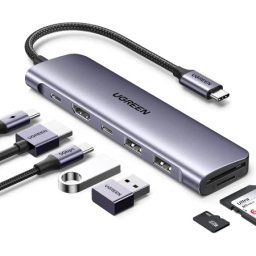 Ugreen revodok cm195 (15214) 7-u-1 usb-c hub 4k hdmi + sdtf – space gray ( 15214 )