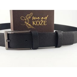 Crni muški kožni kaiš za pantalone 32mm – hrapava koža