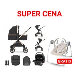 LORELLI KOLICA ZA BEBE REYA 3u1 - BLACK JASPER I GRATIS LEZALJKA PORTOFINO