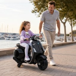 Licencirani Vespa TS-480 dečiji motor na akumulator – crni