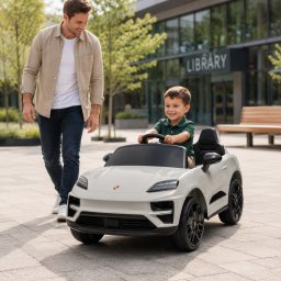 Licencirani Porsche Macan SUV dečiji auto na akumulator – sivi