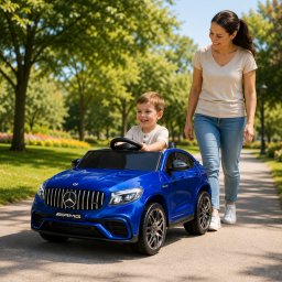 Licencirani Mercedes-AMG GLC 63 S Coupe dečiji auto – metalik plavi