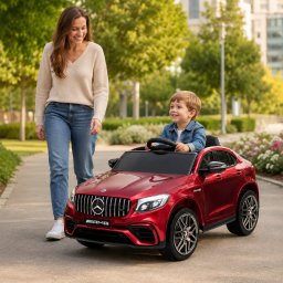 Licencirani Mercedes-AMG GLC 63 S Coupe dečiji auto – metalik crveni