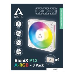 Arctic BioniX P12 A-RGB White 3 Pack - 3x 120mm PWM Ventilator sa ARGB Osvetljenjem – ACFAN00338A