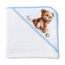 Peškir za bebe sa kapuljačom MEDA plavi 75 x 75cm