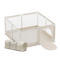 Ogradica za decu Tulano Cozy 20 130 cm – sa podlogom, metalna konstrukcija, bež