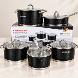 Silver Square Edge Black 10-delni set posuđa od inoxa ( KLK2683 )