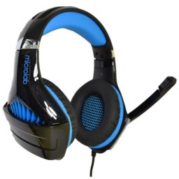 Microlab G6 Gejmerske slusalice sa mikrofonom, 50mm/20Ohm, color LED, 3.5mm + USB blue/black