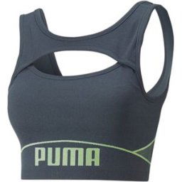 Puma Formknit Seamless Training Bra Dam, L, Dark Night-Fizzy Lime