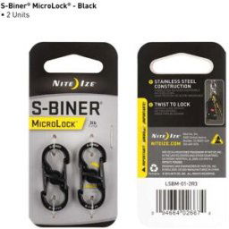 Nite Ize Microlock S-Biner 0,5 2-Pack (Färg: Svart)