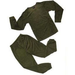 Mil-Tec Thermo Fleece Underställ Tröja & Byxa (Färg: Oliv, Storlek: Small)