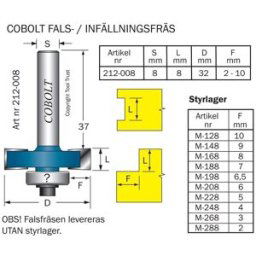 Cobolt HM-falsfräs, L= 8mm F= 8mm
