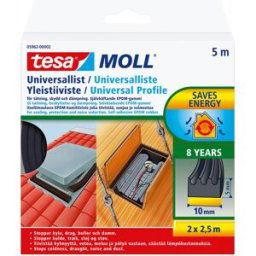 Tesa Universallist, 10x5 mm, 5 m, svart
