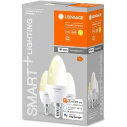 Ledvance LED-lampa, kron Smart+ WiFi, dimbar, E14, 4.9 W, 3-pack