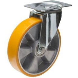 Swede-Wheel Industrihjul 200 mm med platta 135x110 mm, aluminium nav, PUR-bana