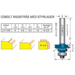 Cobolt HM-Avrundningsfräs R=4,8 m kul.l