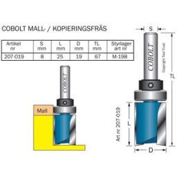 Cobolt HM-mallfräs D=19, L=25 m sk kul.l