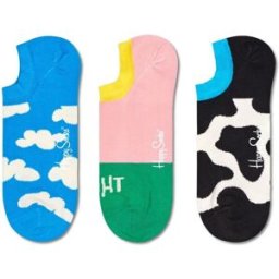 Happy Socks 3-Pack Summer Day No Show Sock, Light Blue, 41-46