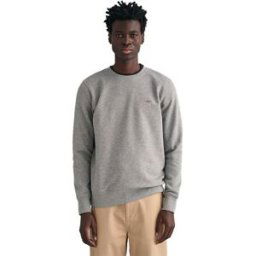 GANT Regular Shield Crew Neck Sweatshirt Herr, GREY MELANGE, XXL