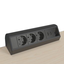 Axessline Desk - 3 EL + 1 Data + 2 USB. Svart