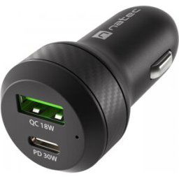Natec Coney Billaddare - 1x Usb-A 1x Usb-C 48w Pd 3.0 - Svart