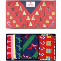 Happy Socks 3-Pack X-Mas Sweater Socks Gift Set, 36-40, MEDIUM RED