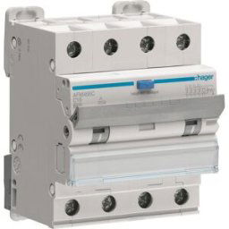 Hager Afm466c Personskyddsautomat 4-Polig, Karakteristik C 16 A, Anslutningsdon & Kablar