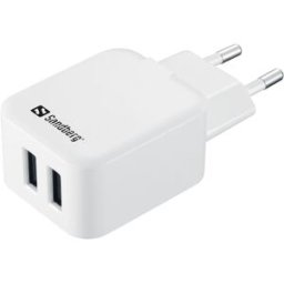 Sandberg AC Charger Dual USB 2A EU, White/Black