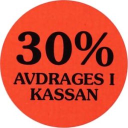 Etikett 30% avdrages i kassan 2000/RL