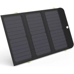 21W Solar Charger 2xUSB+USB-C, Black