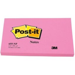 Post-It Neonrosa, 76x127mm, 6st 6st