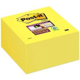 Post-It Kub Supersticky Gul, 76x76mm, 350bl