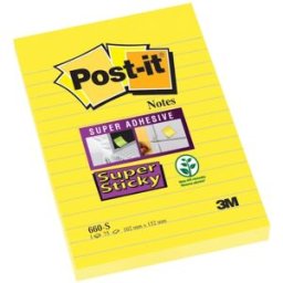Post-It SS-Notisar 102x152 lin. gul 6st