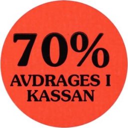 Etikett 70% avdrages i kassan 2000/RL