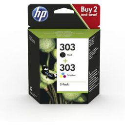 HP 303 tri color & black ink cartridge combo 2-pack blistere