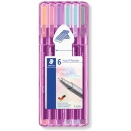 Fineliner Triplus 0,3 mm Pastel line, 6 st. i plastetui (6) 10st